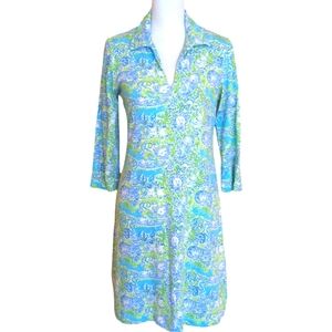 Barbara Gerwit Vintage Collared Knit Jungle Dress Size M
